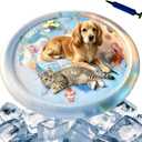 2Pcs Extra Thick Pet Water Mat, Summer Cat Cooling Water Sensory Play Pad, Washable Inflatable Dog 39.3" Large Water Bed, Cool Waterbed for Most Cats, Small Medium Dogs (39.3 Inside)