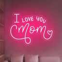 I Love You Mom Neon Sign, Red MOM LED Neon Sign Wall Decor, Neon Signs for Wall Decor Mothers Day Gifts Bedroom Home Party Flower Light 13.8 13