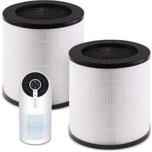 M02 Replacement Filter Compatible with Mooka M02 Air Purifier, M02 H13 True HEPA and Pre-Filter 3-in-1 High-Efficiency 3 Stages Filtration, 2 Pack (White for M02)