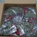 Scawim 6 Pcs Christmas Candle Rings, 3.7 Inch Center Xmas Artificial Candle Rings Wreath Cedar Berries Snowy Pine Needles, Candles Rings Holder for Table Centerpiece Winter Home Party Kitchen Window