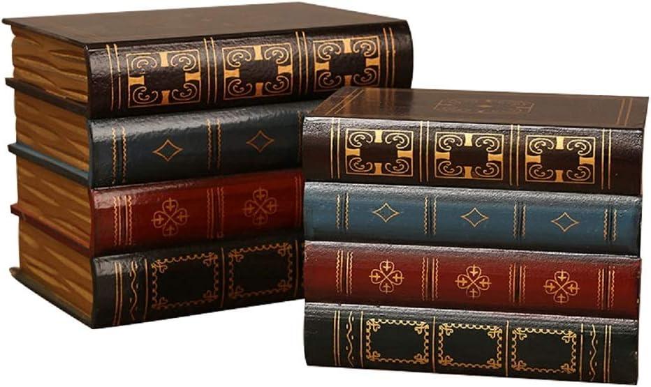 Blanc 2 Pcs Classic Brown Wooden False Book Box Storage Box, 7.87 x 6.3 x 5.51 inches, 1 kg Capacity Each, 2 Count