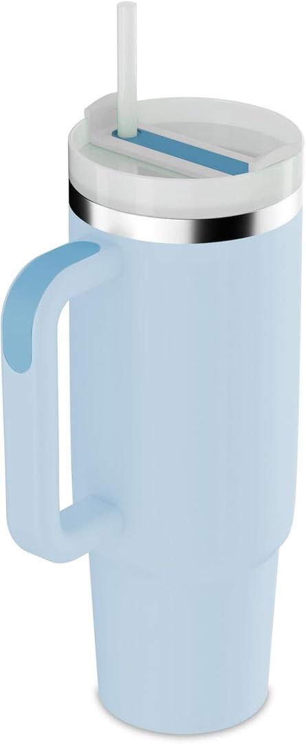 YOUEXPERT 30 oz Tumbler with Handle and Straw, Insulated Tumblers with Lid and Straw, 30oz Stainless Steel Cup Water Bottle Sports Travel Tumblers - Blue