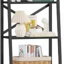 Furologee 4-Tier Ladder Shelf, Small Bookshelf with 2 Drawers, Vertical Bookcase Storage Rack Organizer, Display Bookshelves for Living Room, Bedroom, Bathroom, Home Office, Kitchen, Black Oak
