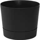 Root & Vessel Majestic Mid-Century Modern Low Profile Cylinder Pot, Matte Black, 12.5"