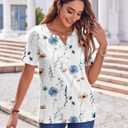 Zeagoo Womens Summer Tops Casual Short Sleeve V Neck Shirts Business Dressy Work Blouses (White, L)
