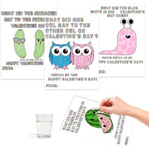 2 x Valentines Day Gifts for Kids for Kids 24 Pcs Paint Watercolor Joke Valentines Cards,Valentine's Day Gifts for Boys Girls Classmates School,with Paintbrush