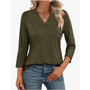Womens Tops 3/4 Sleeve T Shirts V Neck Summer Tops Dressy Casual Basic Tees Loose Tunics, XL
