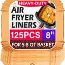 Air Fryer Liners Disposable, 125Pcs Parchment Paper, 8 Inch Non-stick Air Fryer Paper Liners, Unbleached Square Airfryer Liners for 5-8QT Air Fryer, Baking, Roasting Microwave