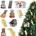 40 Pcs Music Christmas Ornaments Wooden Guitar Grand Piano Violin Saxophone Drum Instrument Gifts Xmas Tree Hanging Decorations for Christmas Birthday Music Party Home Decor Supplies