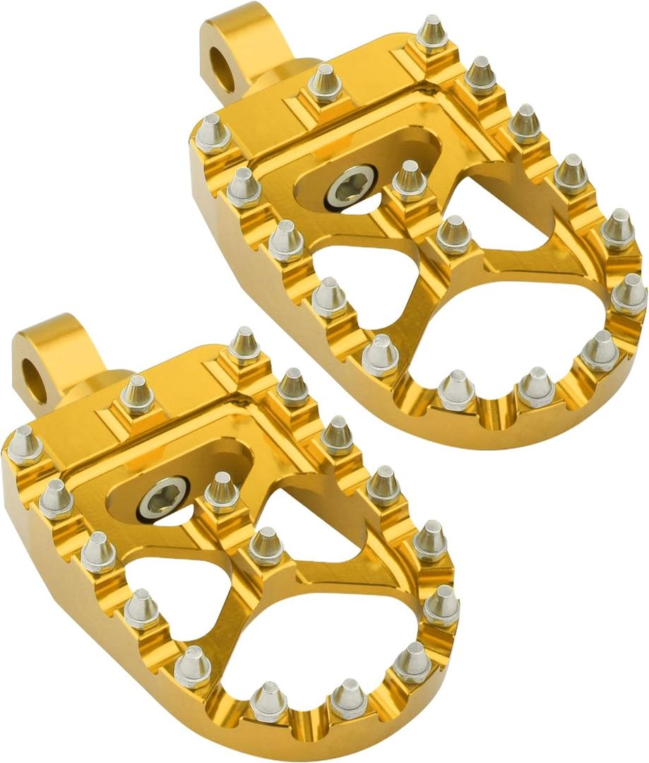 CNC Motorcycle Pegs - 360 Rotating, Wide, Compatible with Dyna Fatboy Sportster Iron 883 (Yellow)