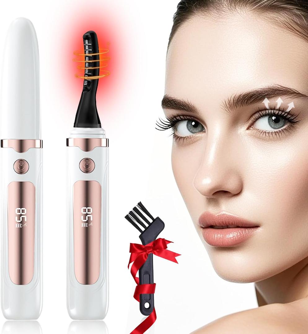 2026 Heated Eyelash Curler-USB Rechargeable Electric Eyelash Curler- Eyelash Curlers Heated 3s - 24 Hours Long Lasting- with Led Display for Women Girls-White