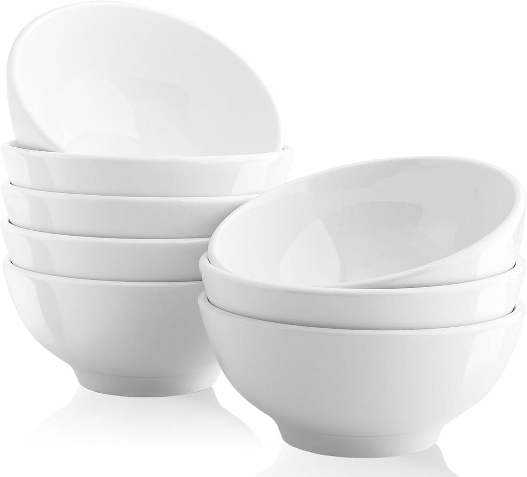 22 OZ Ceramic Soup Bowls Set of 8, White Cereal Bowls for Kitchen, Stackable Porcelain Bowl, Dishwasher Oven & Microwave Safe, Serving Bowl for Oatmeal Breakfast Soup Salad Rice Pasta