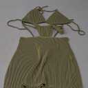 SweatyRocks Women's 3 Piece Zebra Striped Bikini Swimsuit Set & Beach Skirt Set Bathing Suit (Large, Olive Green)
