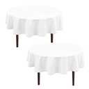 Hiasan Round Tablecloth 90 Inch - Waterproof Stain Resistant Spillproof Polyester Fabric Table Cloth for Dining Room Kitchen Party, White 2 Panels