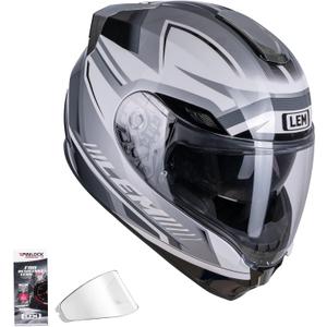 LEM Motorcycle Helmets Full Face, Helmets for Men DOT Certified, PINLOCK & DVS Dual Vision, Motorcycle Street Bike Helmet for Adults Fiberglass Shell Bluetooth Ready for Cruiser(White/Black, Size S)