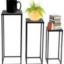 3PCS Wedding Flower Stand Metal Column Frame Centerpiece Vase Stand Rectangle Display Stand Black Centerpieces Wedding Flower Holder Removable Square Flower Rack for Party Decor(Black, 3PCS)