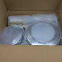 700 PCS Clear Gold Plastic Plates and Silverware Set Disposable