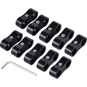 EVIL ENERGY 10AN Hose Separator Clamp, AN10 Fuel Line Mounting Clamp Aluminum Black 4PCS