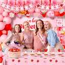 Strawberry Baby Shower Decorations Party Supplies - A Berry Sweet Baby Party Decor with Balloon Garland Arch, Backdrop, Tablecloth, Banner, Balloon Boxes, Cake Toppers, Mommy to Be Sash