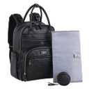BabbleRoo Leather Diaper Bag Backpack - Baby Essentials Travel Baby Bag, Multi function, with Changing Pad, Stroller Straps & Pacifier Case  Unisex, Black