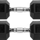 Rubber Encased Hex Dumbbell, Multiple Sizes
