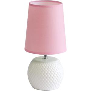 Simple Designs LT2084-PNK Mini Studded Texture White Ceramic Bedside Table Lamp, Pink