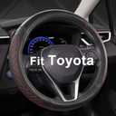 West Llama Customized Auto Car Steering Wheel Cover for Toyota Rav4 Corolla Camry Highlander(Diamond Quilted-Black+Red-Standard Size)
