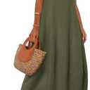 MEROKEETY Women's Casual Maxi Sundress 2025 Summer Beach Dress Scoop Neck Sleeveless Loose Tank Dress (Army Green)