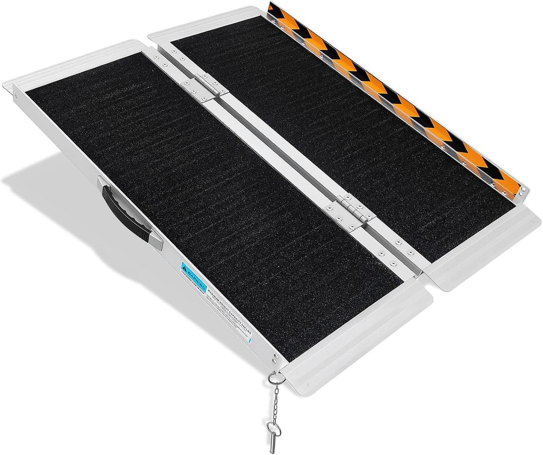 Portable Wheelchair Ramp 3Ft, Heavy-Duty Ramps for Wheelchairs for Home Steps(800LBS), Non-Slip Folding Aluminum Threshold Ramps for Doorways Steps, Stairs, Threshold (3Ft Useing Height 3-9inch)