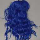 Blue Bob Wigs with Bangs for Women Short Colorful Wavy Curly Synthetic Wig for Cosplay Halloween Costume Party Use 14Inch