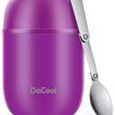 DaCool Insulated Food Jar Food Thermo Insulated Lunch Container 16 oz Vacuum Stainless Steel Kids Thermo for Hot Cold Food for Kids Adult with Spoon Leak Proof for School Office Travel, Purple