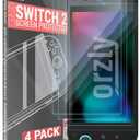 Orzly Glass Screen Protector for Nintendo Switch 2 Console 2025 Screen Size 7.9 inch 4 Pack. No Bubbles Easy Installation Anti Scratch Edition