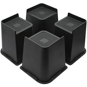 MYMULIKE Bed Risers 6 inch, Oversized Furniture Risers, Heavy-Duty Support Up to 6000 Lbs, Lift 6 inch for Couch, Sofa, Table,Chair (Black 4 Pack, 6 inch)