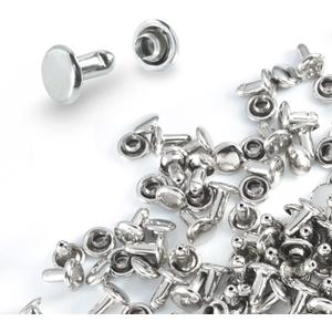 200Sets 6mm Round Cap Leather Rivets, Double Cap Rivets Tubular Metal Studs Rivets for Leather Purse Keyrings Repair and Crafts Decoration (6mm Silver)