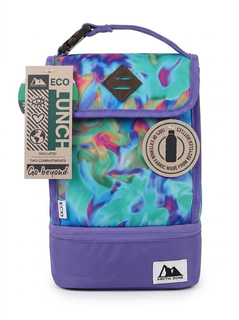 New with tags Arctic Zone Tie Dye Purple Insulated 2 Compartment Lunch Bag