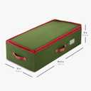 ZOBER Underbed Christmas Ornament Storage Box - Stores 72 Large 4" Ornaments, With Dividers - Tear Proof 600D Oxford Fabric, Ornament Organizer Storage Box, Durable Christmas Containers Holder - Green