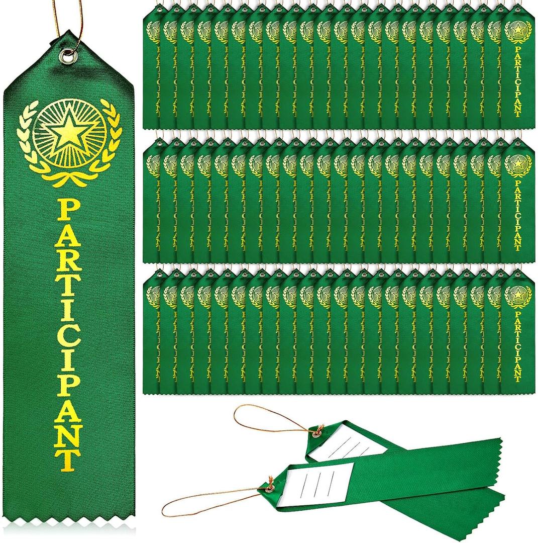 Zonon 75 Pieces Participant Award Ribbons with Event Card, Field Day, 1st Place Ribbons for Staff Coworker Sports Event, Music Contests, Dance Contests, Car Racing Competition, Team Prizes