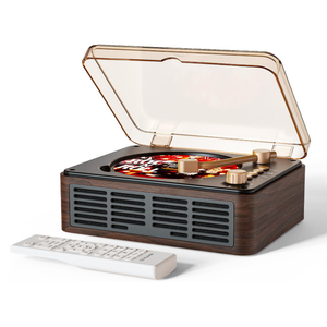 CARONSORT CD Player with Speakers Bluetooth Nostalgic Retro Portable CD Players for Home Wood Music Player FM Radio for HomeWired and Remote ControlWalnut Brown