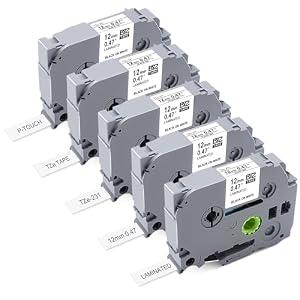 TZe-231 Replace for Brother Label Maker Tape TZ TZe Work with Brother P Touch Label Tape 12mm 0.47 Laminated White 1/2" P Touch Refill Black on White TZe-231 Cartridge for PT-H103w H110 D210 D220