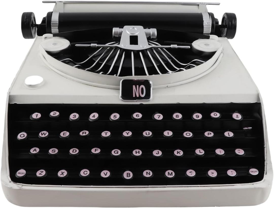 Old Fashioned Typewriter, Retro Vintage Typewriter Model Props Stress Relief Typewriter Ornament Desktop Decor Antique Typewriter Decorative Typewriter for Studios Offices Decor