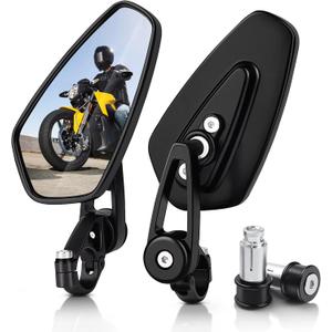 MICTUNING Motorcycle Mirrors - 7/8" (22mm) Bar End Rear View Mirrors Compatible with Most Honda Grom, Yamaha, Kawasaki, Ducati, Suzuki and More (Black)