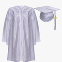 Newrara Unisex Shiny Kindergarten Graduation Gown Cap with Tassel Size 30 White