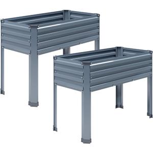 DIIYIV 2PCS Galvanized Raised Garden Bed with Legs,2PCS 481830in Elevated Planter Box for Backyard,Outdoor Garden, Patio, Balcony, 300lb Capacity,Grey