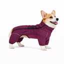 Lovelonglong Warm Dog Coat, Double Layers Vest, 4 Legs Covered Windproof Waterproof Reflective Outdoor Skating Costume for Corgis Dachshund, Purple, Size D-S