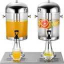 4 Gal Beverage Dispenser, Drink Dispensers for Parties, Hot Cold Drink Dispenser with Ice Container and Stainless Steel Drip Trays for Parties Buffet Catering Cold Drinks and Beer