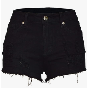 Womens Ripped Denim Shorts Mid Waist Sexy Short Cutoff Distressed, Small