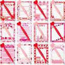 Eaasty 48 Pcs Valentine's Day Gifts Bulk 24 Valentines Mini Notepad 24 Red Pink Heart Ballpoint Pen Galentines Gift Valentines Bear Gnome Small Notebook and Pen Set for Classroom School Party Supplies