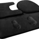 FEELSO Memory Foam Bath Mat Set , 3 Piece Non Slip and Absorbent Floor Mat , 20x31 Inches , 20x22 Inches U-Shaped Contour Bathroom Rug and Toilet Lid Cover for Tub Shower & Bath Room , Black
