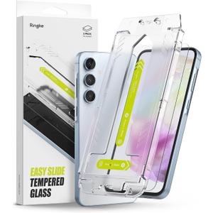 Ringke Easy Slide Tempered Glass [Super Easy to Install] Compatible with Samsung Galaxy A35 Screen Protector 5G, Case Friendly Shatterproof Premium 9H Hardness - 2 Pack