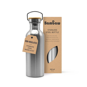 Bambaw Water Bottle 500 ml Eco Non-Insulated Stainless Steel Sports Bottle BPA-Free